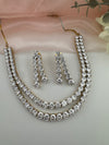 Crystals and CZ Diamond 2 layer gold Necklace Set, Gold Plated Bridal jewelry