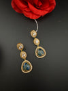 Kundan, CZ, Gold, Marble Stone Long Earrings, Bridal, Moissanite, CZ, Designer jewelry