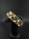 Premium Quality Moissanite Kundan, cubic zirconia and Crystal stones Openable Bracelet Bangle/Indian jewelry/Golden Bracelet Bangle
