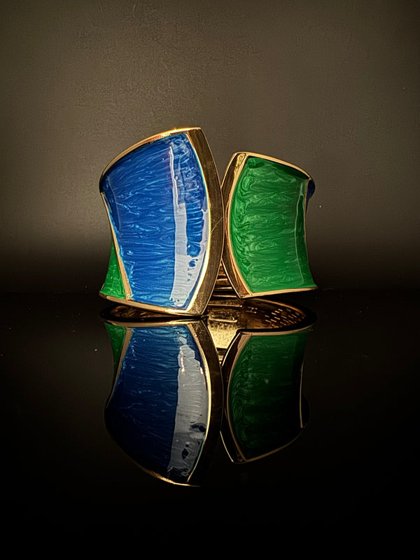 Openable Cuff Bracelet in Enamel and gold polish is Designer inspired Broad bangle/Indian Bracelet/Everyday Bracelet/Fits upto 2.6"