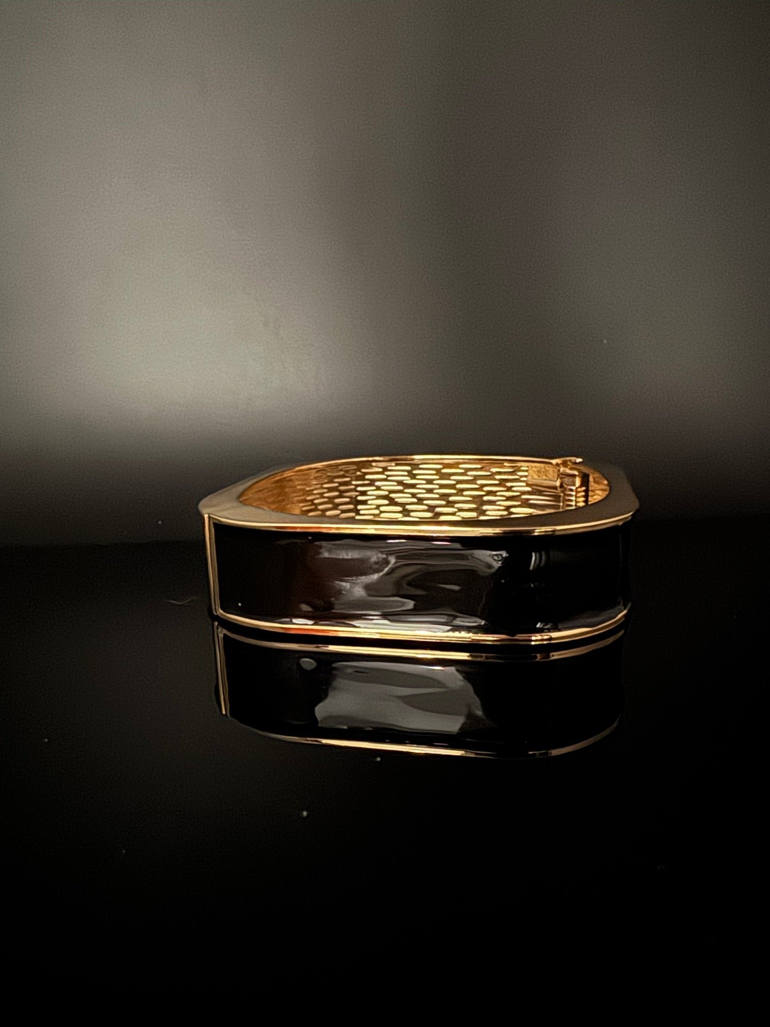 Openable Square Cuff Bracelet in Enamel and gold polish is Designer inspired Broad bangle/Indian Bracelet/Everyday Bracelet/Fits upto 2.6"