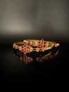 Matt Gold polish with stones kada set is Amrapali inspired Designer bangles set of 2/Indian Kada/Rajwadi Bangle/Size 2.4", 2.6" & 2.8"