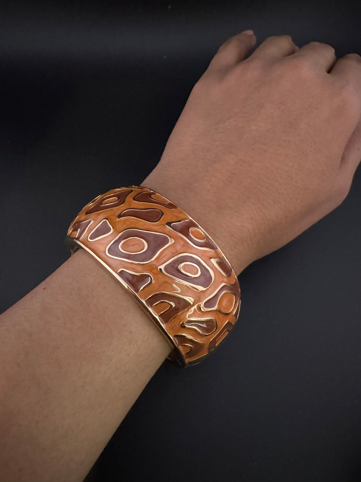 Openable Cuff Bracelet in Enamel and gold polish is Designer inspired Broad bangle/Indian Bracelet/Everyday Bracelet/Fits upto 2.6"