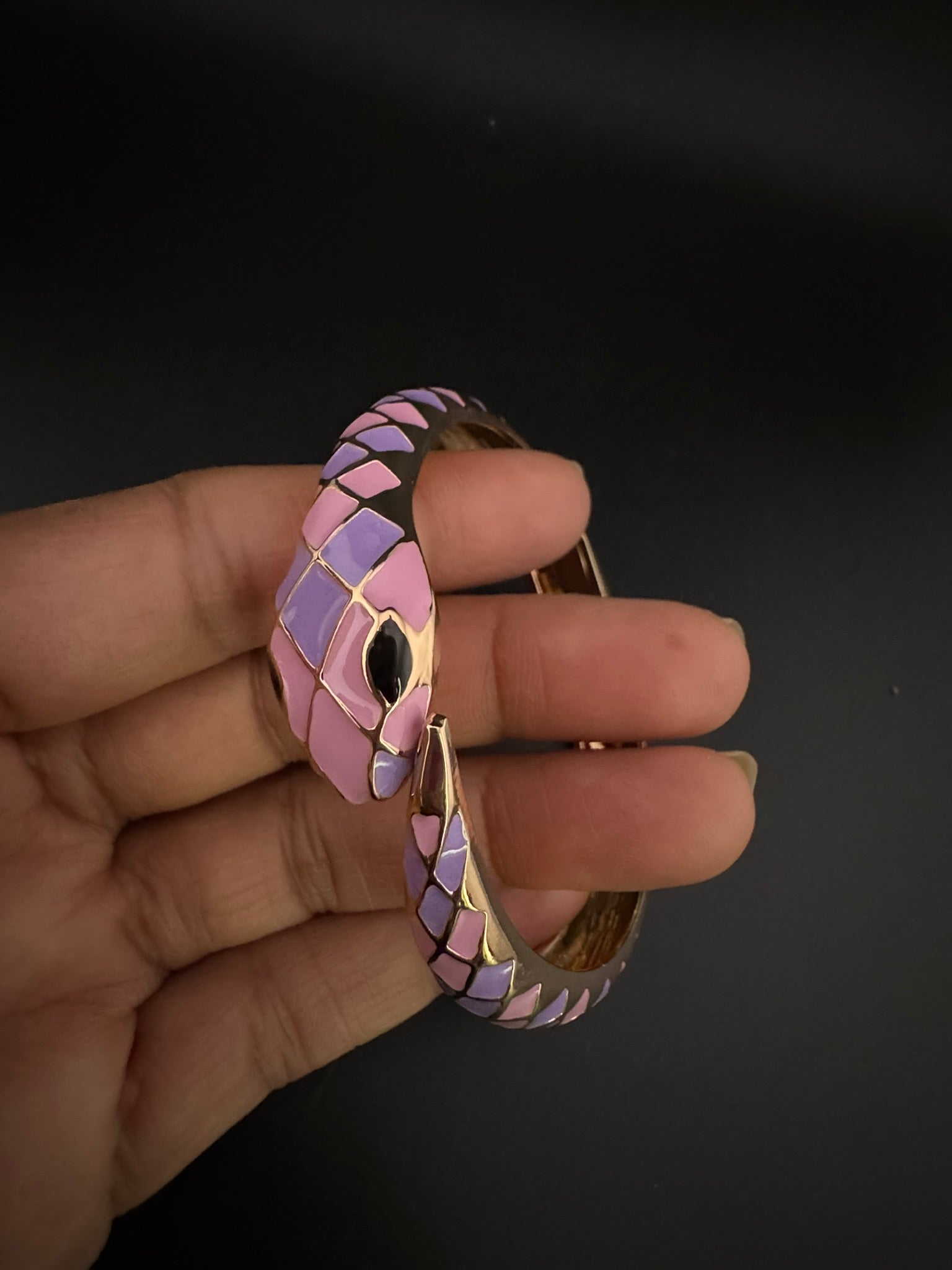 Openable Sleek Cuff Bracelet in Enamel and gold polish Snake Bracelet bangle/Indian Bracelet/Everyday Bracelet/Fits upto 2.6"