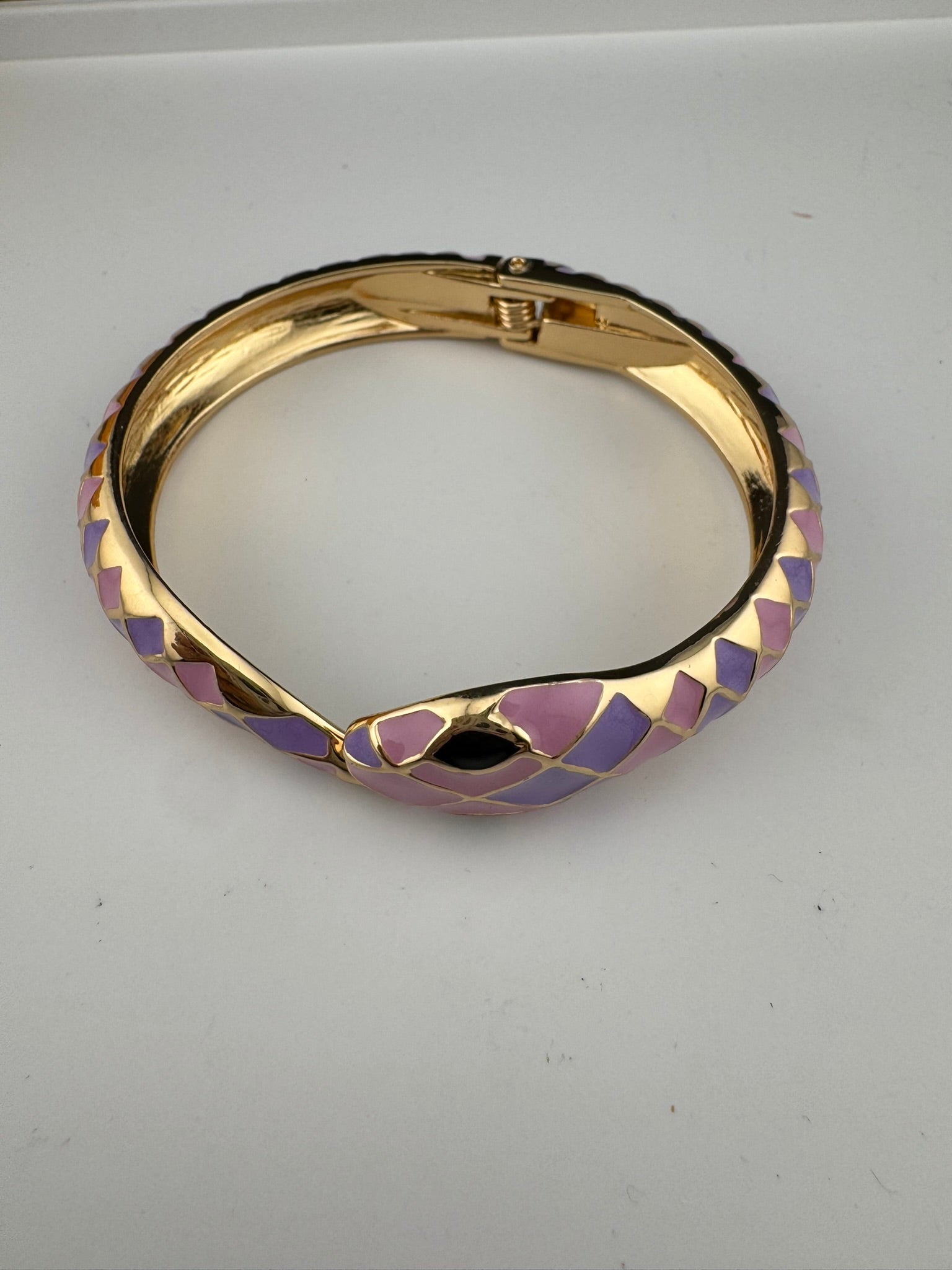 Openable Sleek Cuff Bracelet in Enamel and gold polish Snake Bracelet bangle/Indian Bracelet/Everyday Bracelet/Fits upto 2.6"