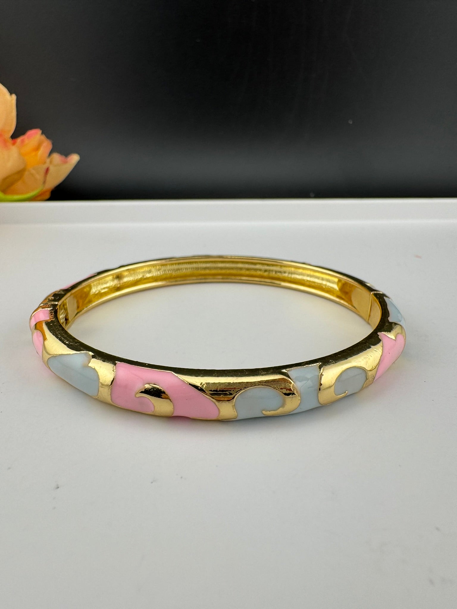 Openable Sleek Cuff Bracelet in Enamel and gold polish is Designer inspired sleek bangle/Indian Bracelet/Everyday Bracelet/Fits upto 2.6"