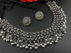 Premium Quality Oxidized silver polish German silver Antique looking with stud earrings and necklace set/Indian Necklace set/Garbha jewelry