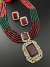 Premium Quality fusion necklace with CZ Pendant, natural stones, onyx beads Long Necklace set/Rani Haar/Indian jewelry/bridal necklace set