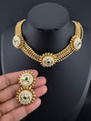 Premium Quality Gold beads chain, Tyaani kundan, stones collar Necklace with studs earrings/gold-plated necklace set/Traditional Indian set