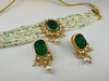 Carved stone and Kundan in small pearls mala Choker Necklace set with studs earrings