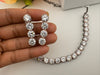 Premium Victorian American Diamond, Cubic Zirconia, Rose Gold, High Shine Sleek Necklace set with long earrings
