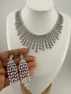 Unique Premium Victorian American Diamond, Cubic Zirconia Bridal Necklace with long earrings
