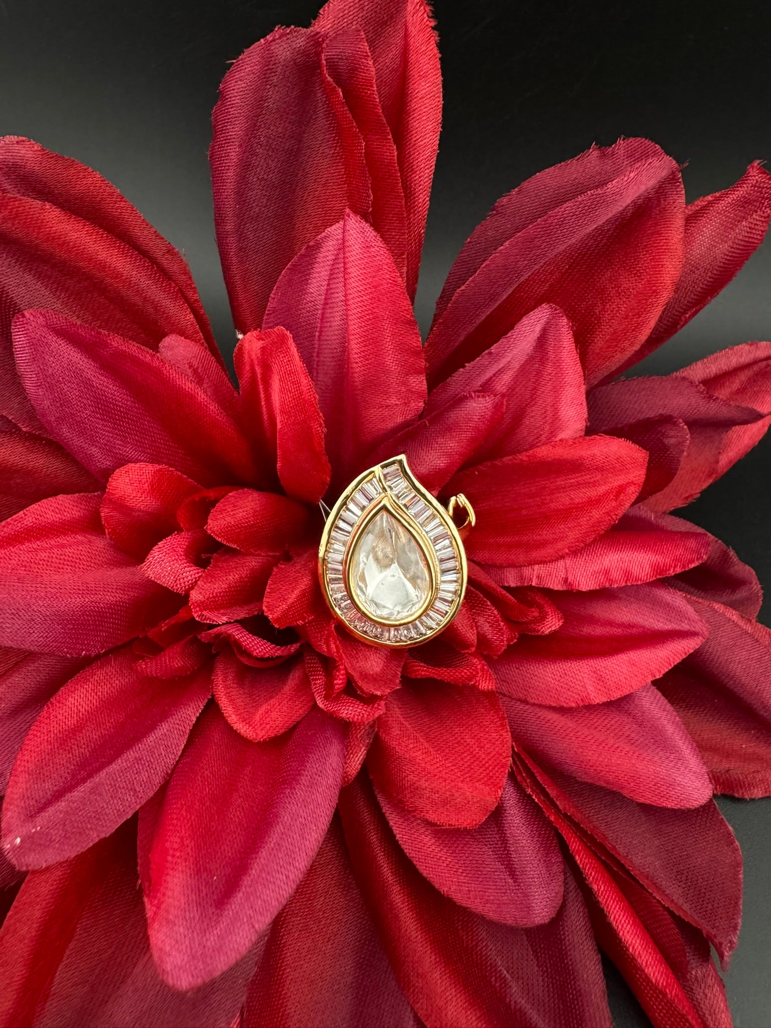 Premium Quality Ring Moissanite Kundan and CZ is Tyaani inspired Adjustable Finger Ring