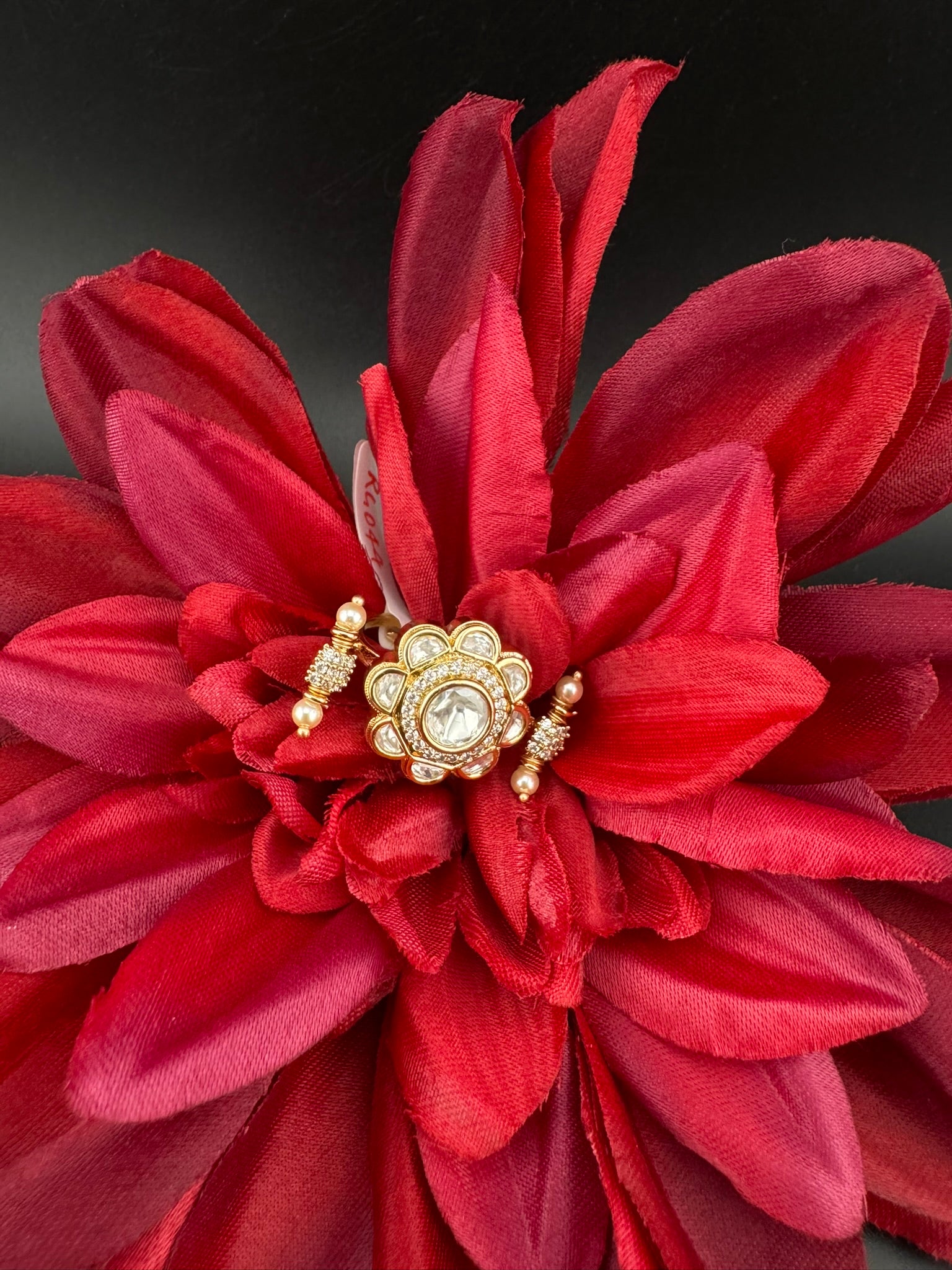 Premium 2 Finger Ring in Moissanite kundan and CZ Adjustable Finger Ring