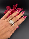 Premium 2 Finger Ring in Moissanite kundan and CZ Adjustable Finger Ring