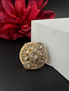 Premium Quality Ring Moissanite Kundan, CZ, Pearls is Tyaani inspired Adjustable Finger Ring