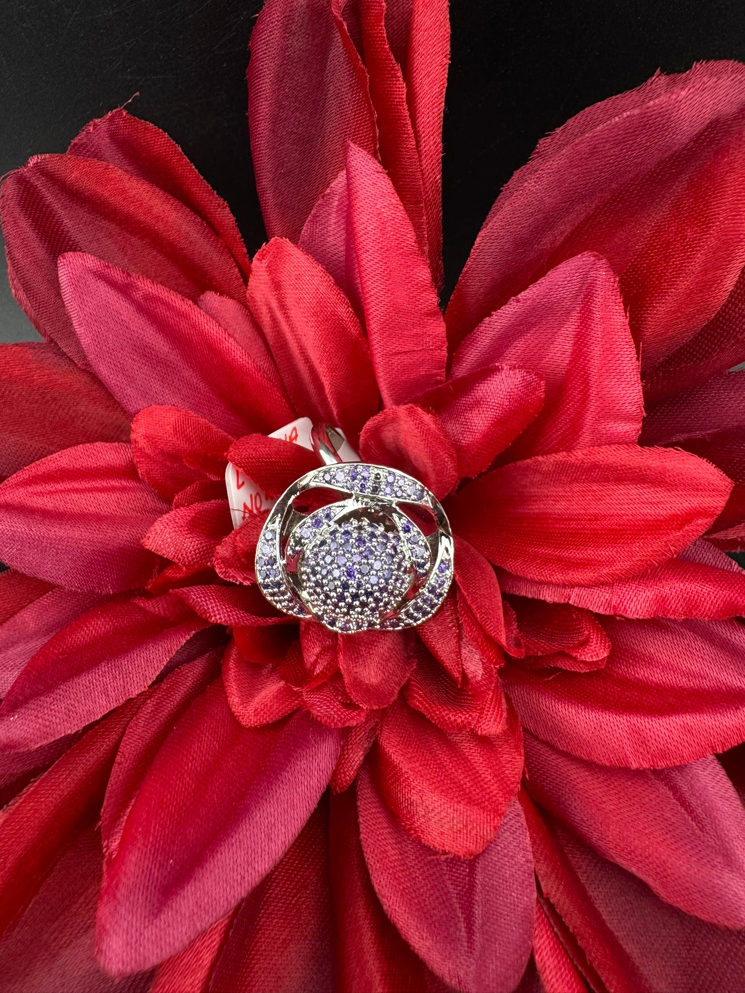 Premium Silver and Cubic Zirconia(AD) Adjustable Ring Adjustable Finger Ring