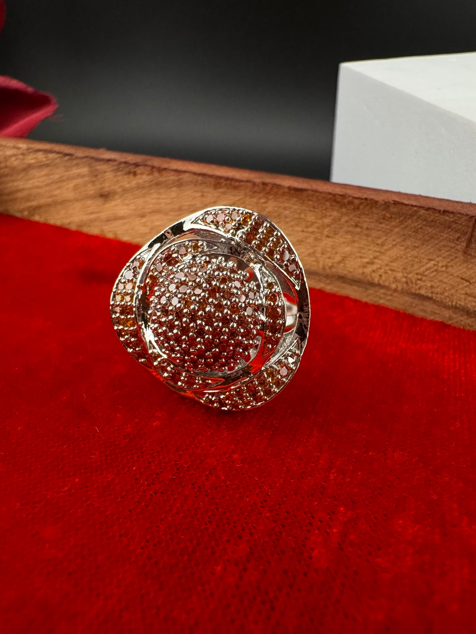 Premium Silver and Cubic Zirconia(AD) Adjustable Ring Adjustable Finger Ring