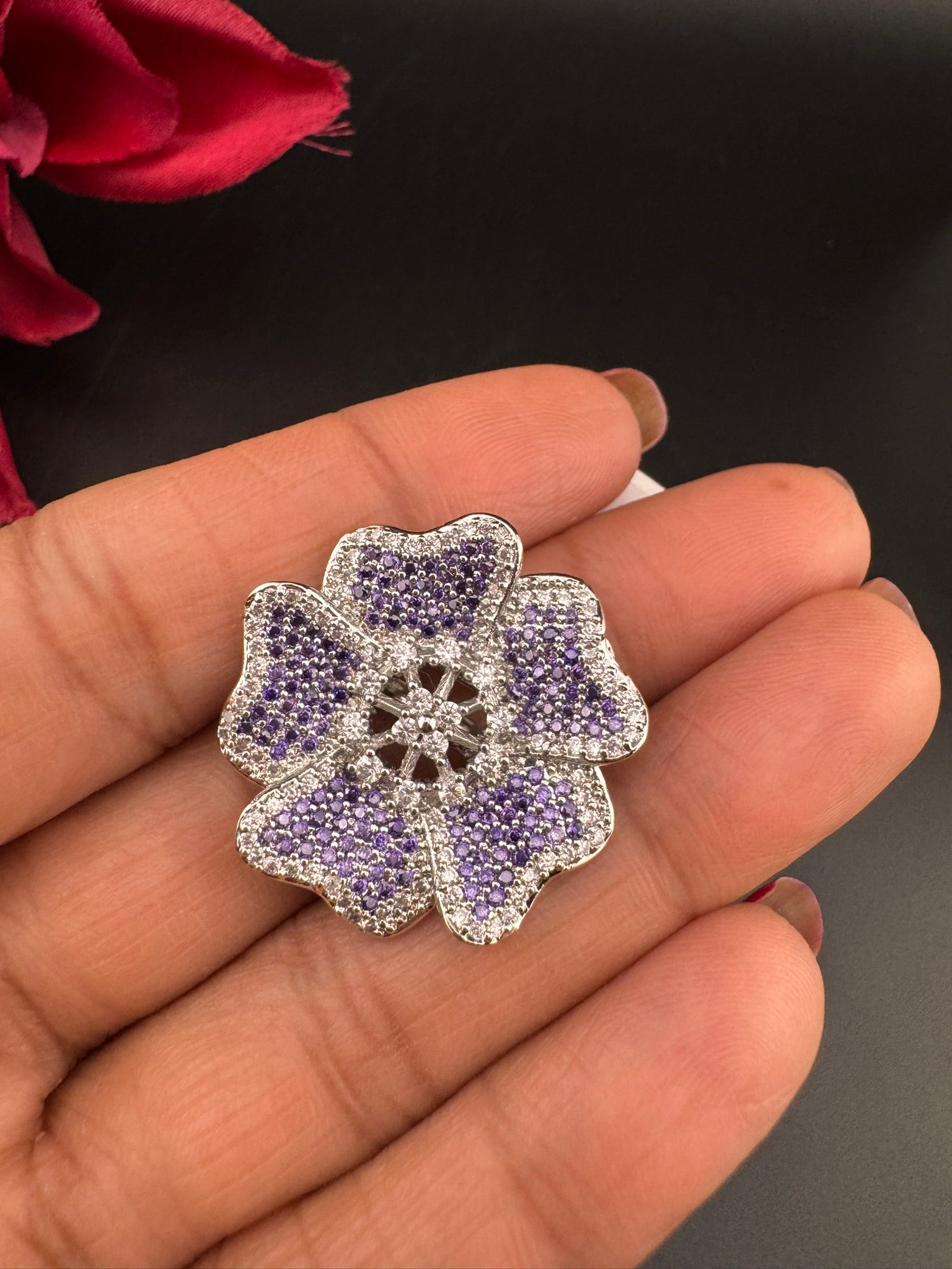 Premium Silver and Cubic Zirconia(AD) Adjustable Ring Adjustable Finger Ring