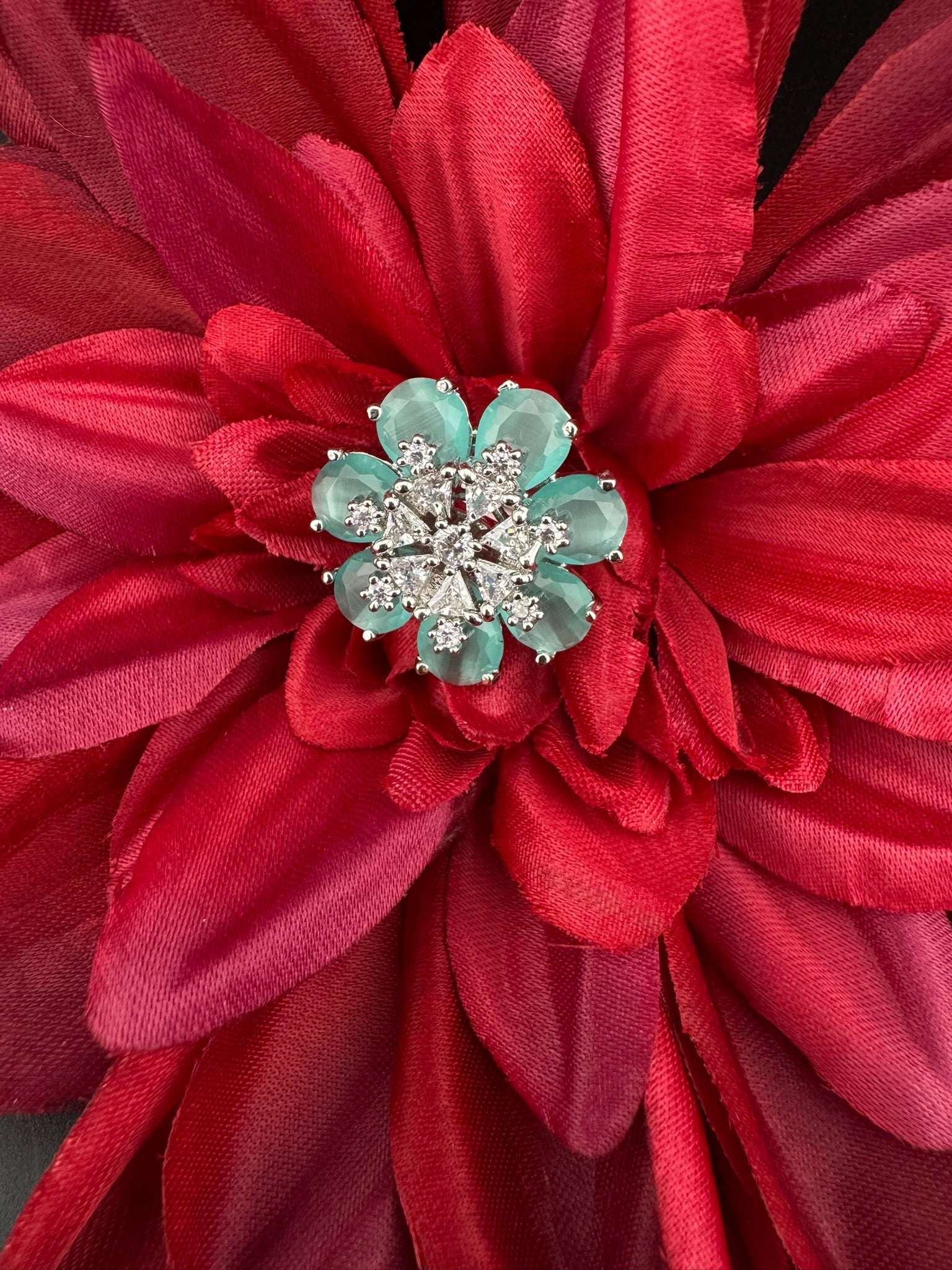 Premium Silver and Cubic Zirconia(AD) Adjustable Ring Adjustable Finger Ring