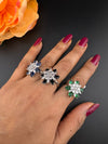 Premium Silver and Cubic Zirconia(AD) Adjustable Ring Adjustable Finger Ring