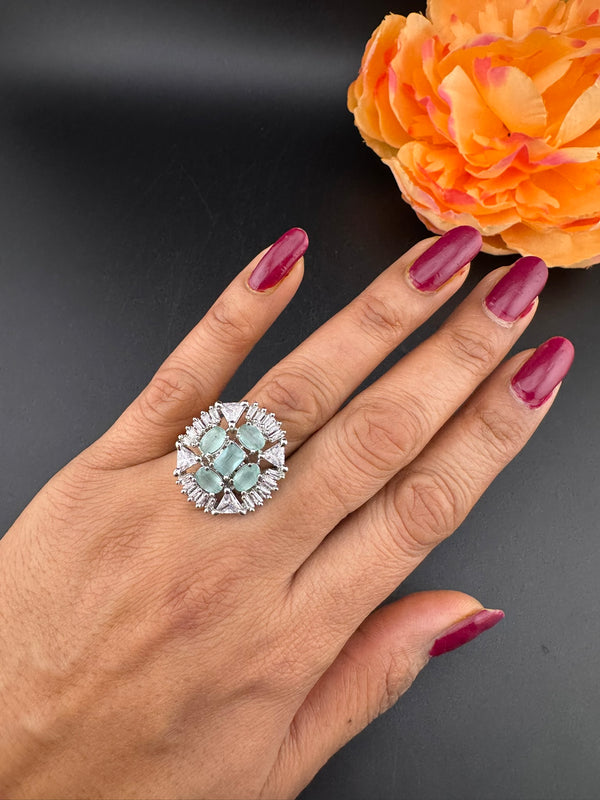 Premium Silver and Cubic Zirconia(AD) Adjustable Ring Adjustable Finger Ring (Copy)