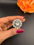 Premium Silver color, Kundan and Cubic Zirconia(AD) Adjustable Ring Adjustable Finger Ring
