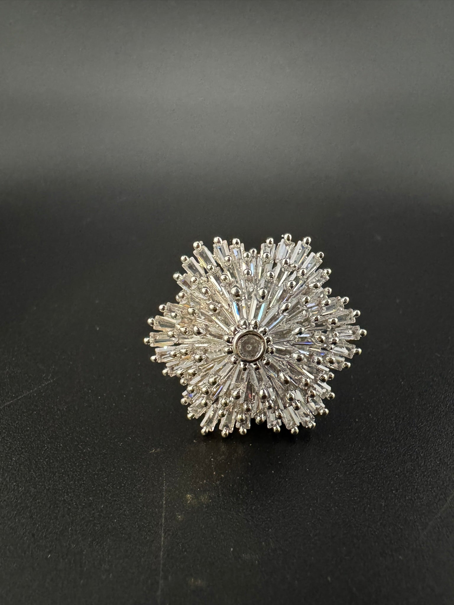 Premium Adjustable Big Ring, crystal, CZ unique design Heart and Flower Ring