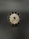Premium Silver color Adjustable Big Ring in Crystals and Cubic Zirconia in Unique Design