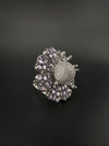 Premium Silver color Adjustable 3D Big Ring in Crystals and Cubic Zirconia in Nano setting