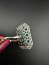 Premium Adjustable 3D Designer Ring in stones and CZ in floral design