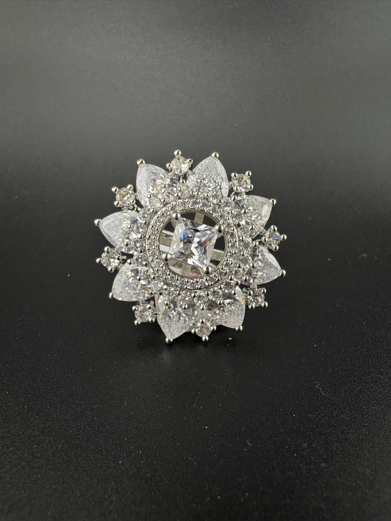 Premium Adjustable Round Ring, stones, CZ unique design