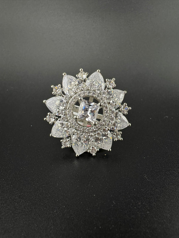 Premium Adjustable Round Ring, stones, CZ unique design