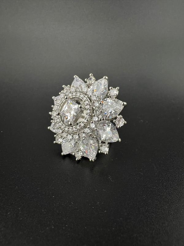 Premium Adjustable Round Ring, stones, CZ unique design