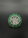 Premium Silver color Adjustable Big Ring in Crystals and Cubic Zirconia in Unique Design