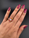 Premium Adjustable Round small Ring with Swarovski crystals and CZ
