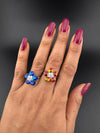 Premium Adjustable Round small Ring with Swarovski crystals and CZ