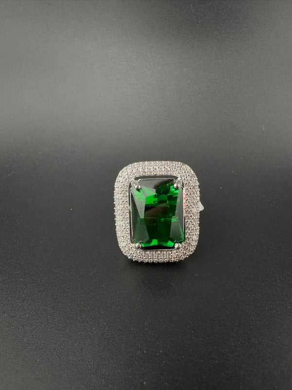 Premium Quality Adjustable Rectangle Ring, Crystals, CZ unique design