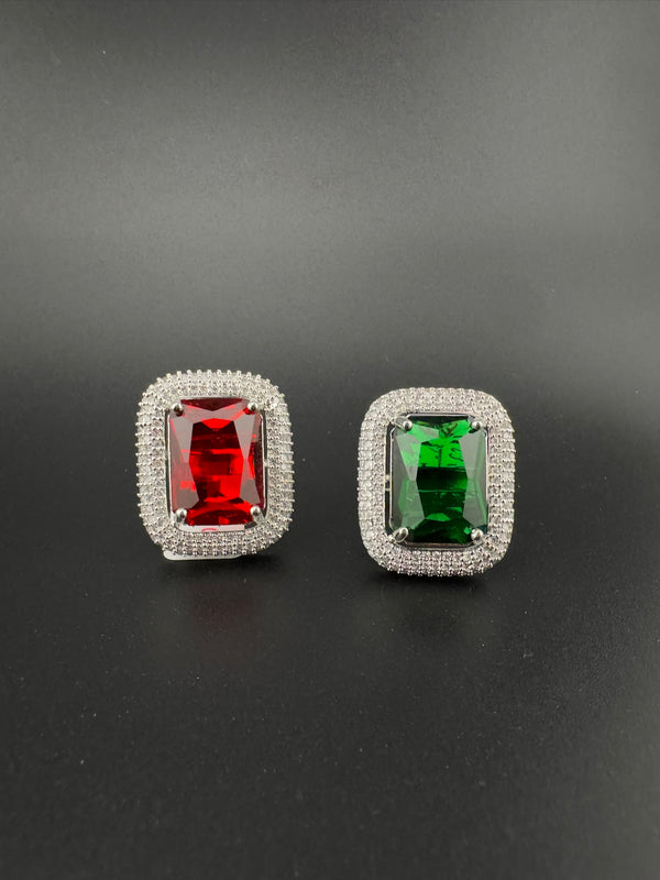 Premium Quality Adjustable Rectangle Ring, Crystals, CZ unique design