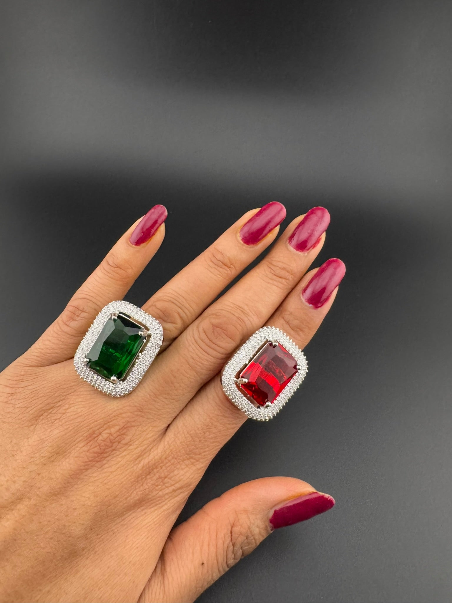 Premium Quality Adjustable Rectangle Ring, Crystals, CZ unique design