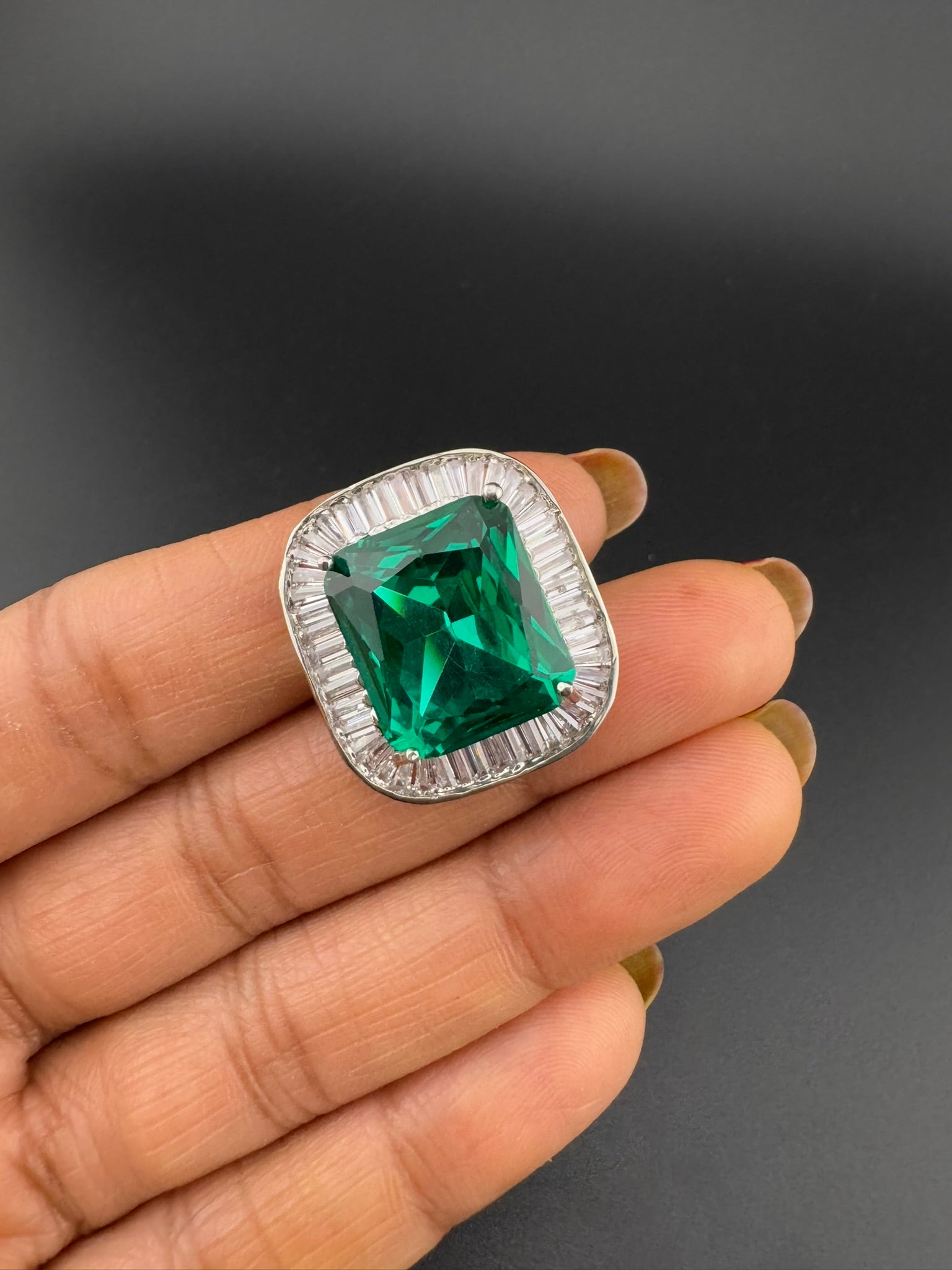 Premium Quality Adjustable Square Ring, Crystals, CZ unique design
