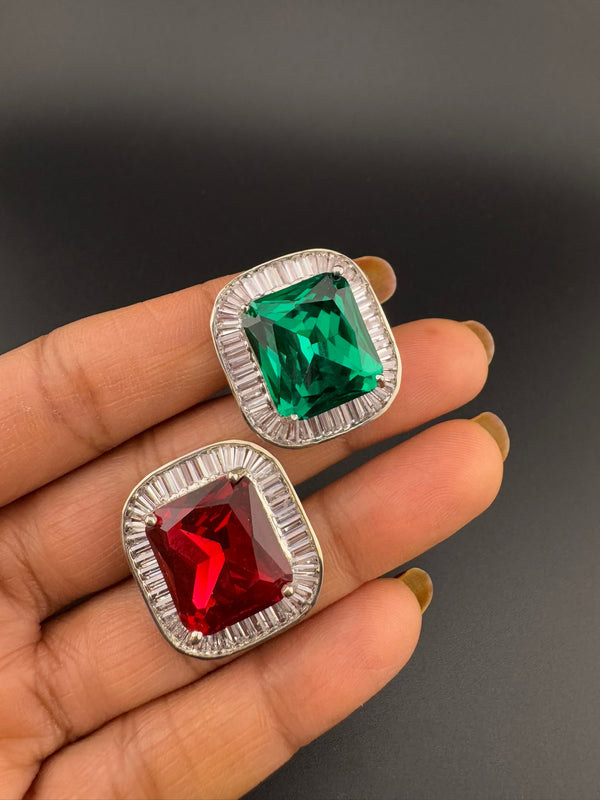 Premium Quality Adjustable Square Ring, Crystals, CZ unique design