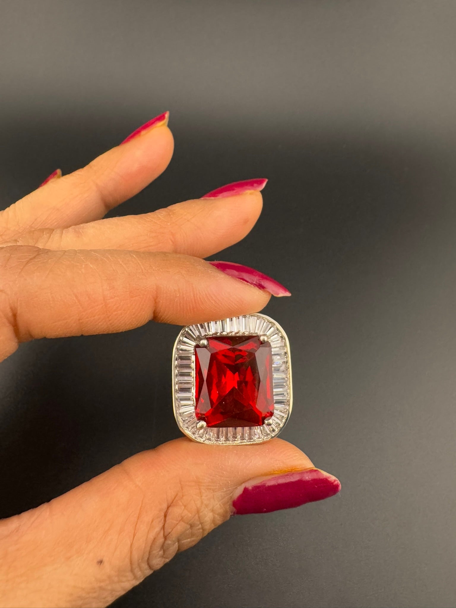 Premium Quality Adjustable Square Ring, Crystals, CZ unique design