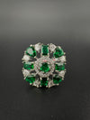 Premium Silver color Adjustable Square Ring in Crystals and Cubic Zirconia in Unique Design