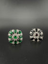 Premium Silver color Adjustable Square Ring in Crystals and Cubic Zirconia in Unique Design