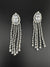 Premium silver color Cubic Zirconia long tassel earrings, high shine