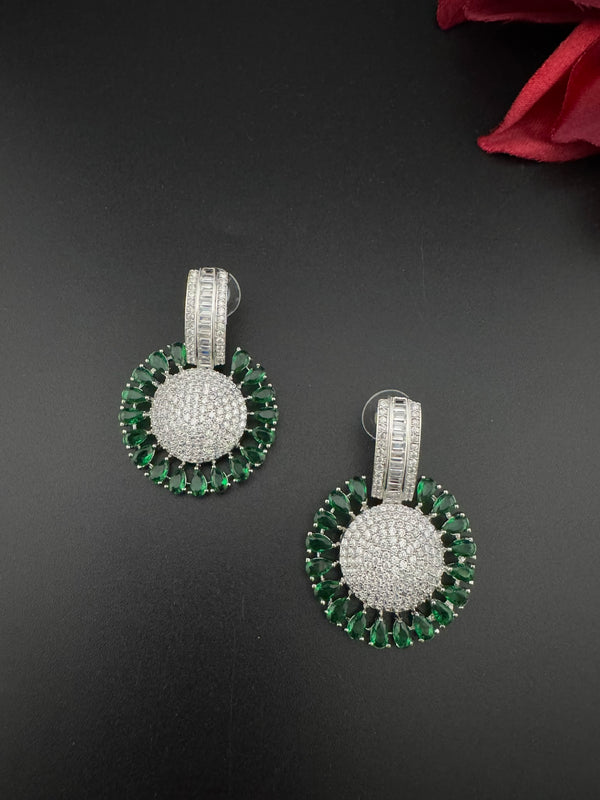 Premium Nano Setting Cubic Zirconia Chandelier earrings in Crystal stones in silver color Statement earrings