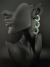 Premium Cubic Zirconia and Crystal stone in silver color Statement Long earrings