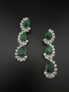 Premium Cubic Zirconia and Crystal stone in silver color Statement Long earrings