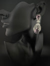 Premium Nano Setting Cubic Zirconia Chandelier earrings with Black Stone